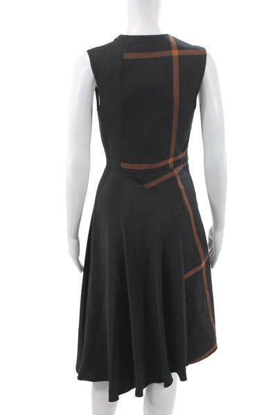 3.1 Phillip Lim Womens A-Line Black Plaid Wool Dress Sleeveless Zip Size 0