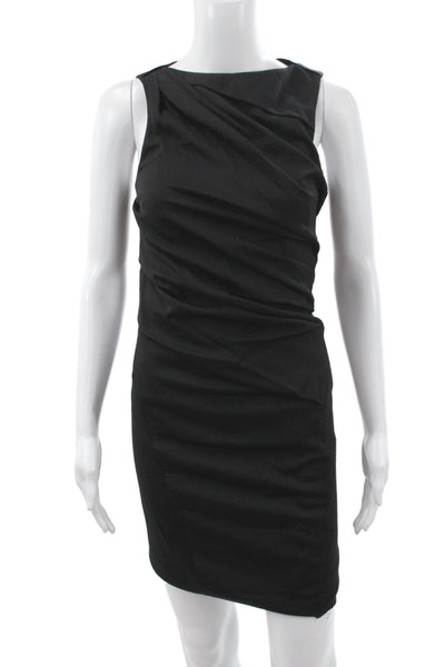 Helmut Lang Womens Sheath Wool Black Sleeveless Round Neck Mini Dress Size 0
