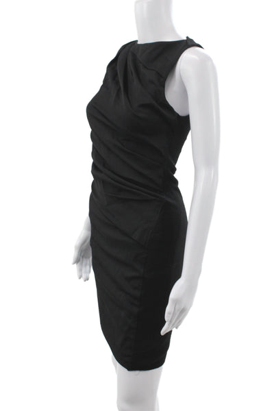 Helmut Lang Womens Sheath Wool Black Sleeveless Round Neck Mini Dress Size 0