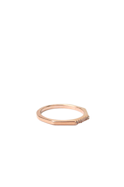Pandora Womens Rose Gold Tone Cubic Zirconia Multifaceted Ring Sz 6