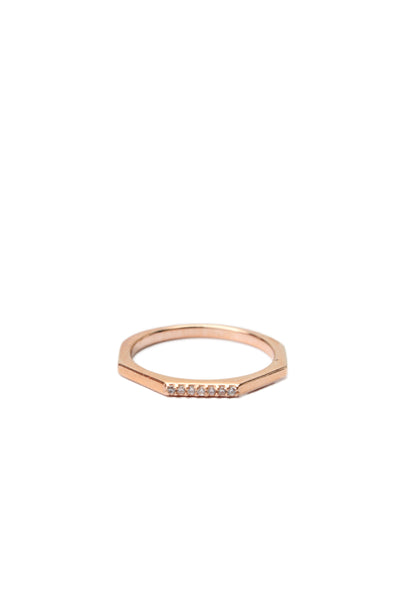 Pandora Womens Rose Gold Tone Cubic Zirconia Multifaceted Ring Sz 6
