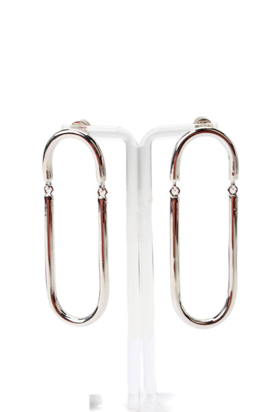 Jennifer Fisher Womens Silver Tone Oval Swinging Hoop Drop Earrings