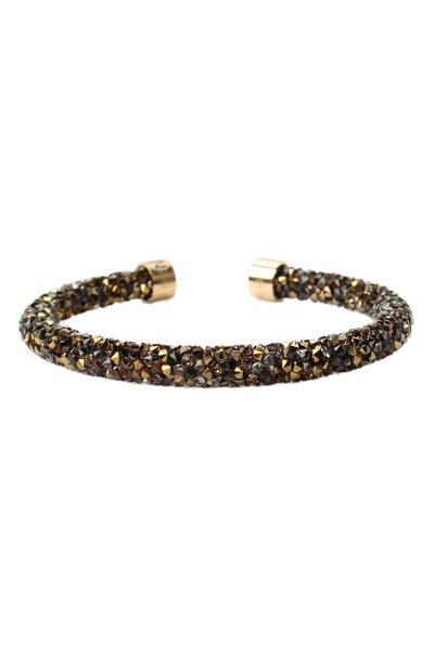 Swarovski Womens Gold Tone Brown Crystaldust Cuff Bracelet NWOT