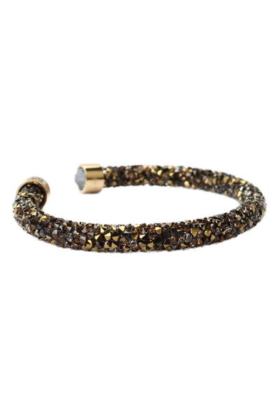 Swarovski Womens Gold Tone Brown Crystaldust Cuff Bracelet NWOT
