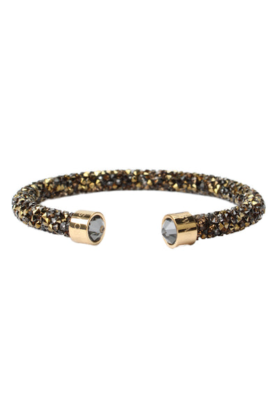 Swarovski Womens Gold Tone Brown Crystaldust Cuff Bracelet NWOT