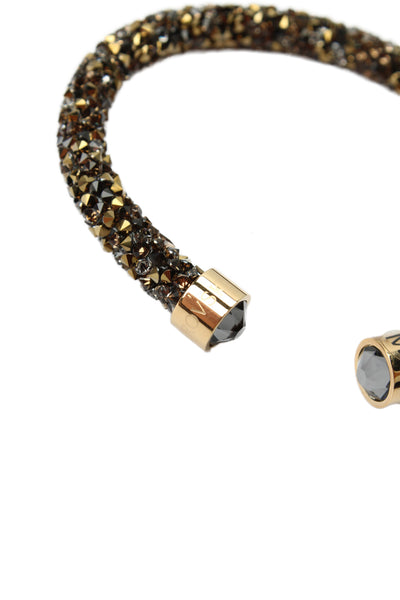 Swarovski Womens Gold Tone Brown Crystaldust Cuff Bracelet NWOT