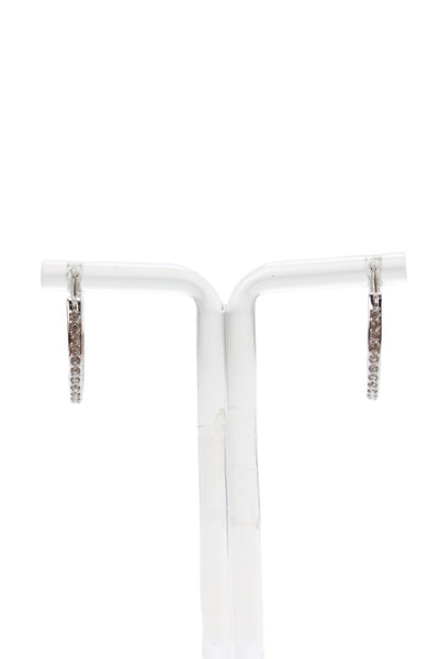 Swarovski Womens Silver Tone Crystal Hoop Earrings NWOT