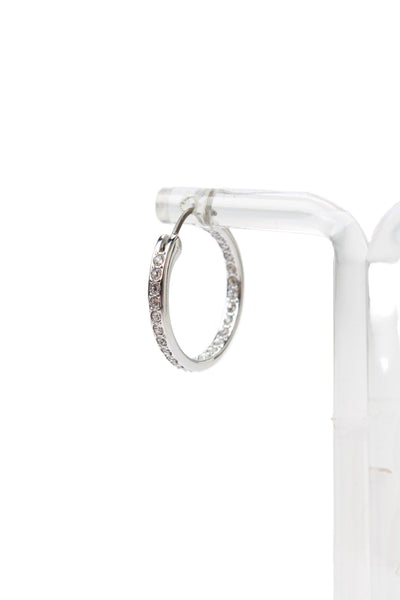 Swarovski Womens Silver Tone Crystal Hoop Earrings NWOT