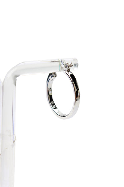 Swarovski Womens Silver Tone Crystal Hoop Earrings NWOT