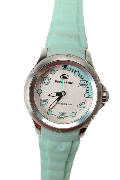 Freestyle Womens S. Steel Baby Blue Silicone FS84960 Sport Quartz Watch 33mm