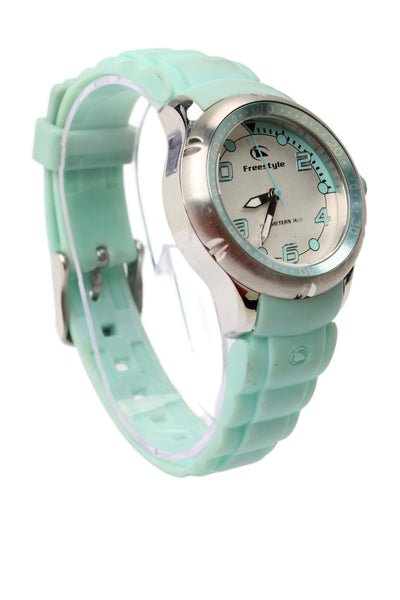 Freestyle Womens S. Steel Baby Blue Silicone FS84960 Sport Quartz Watch 33mm