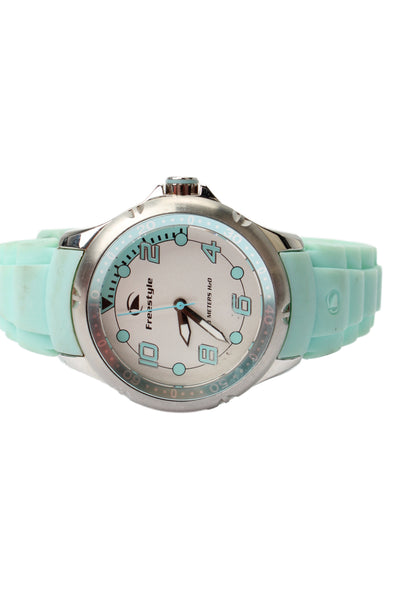 Freestyle Womens S. Steel Baby Blue Silicone FS84960 Sport Quartz Watch 33mm