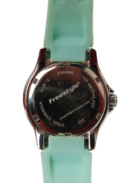 Freestyle Womens S. Steel Baby Blue Silicone FS84960 Sport Quartz Watch 33mm