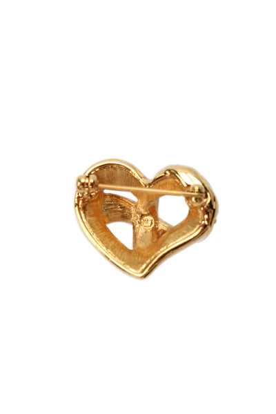 Swarovski Womens Gold Tone Rhinestone Breast Cancer Awareness Heart Brooch 1"