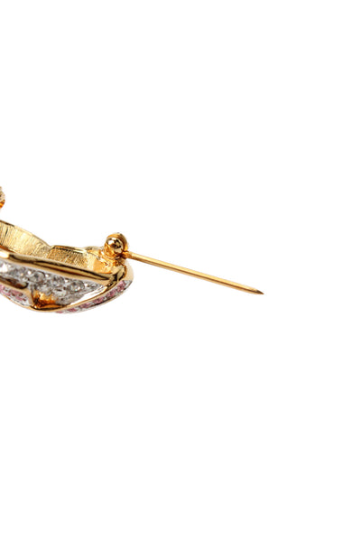 Swarovski Womens Gold Tone Rhinestone Breast Cancer Awareness Heart Brooch 1"