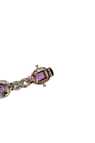 Designer Womens Platinum Plated 925 Silver Amethyst Tennis Bracelet 7.5" 11.8g