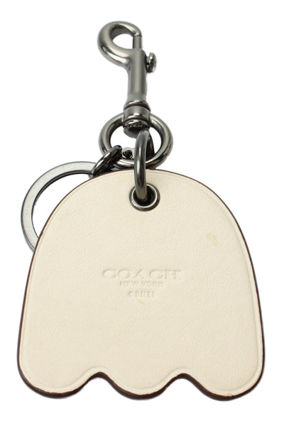 Coach x Pac-Man Womens Silver Tone Leather Orange Ghost Bag Charm