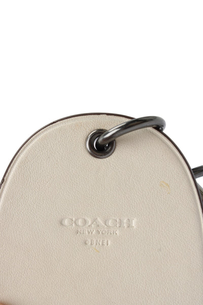 Coach x Pac-Man Womens Silver Tone Leather Orange Ghost Bag Charm