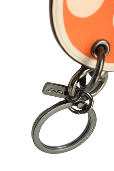 Coach x Pac-Man Womens Silver Tone Leather Orange Ghost Bag Charm