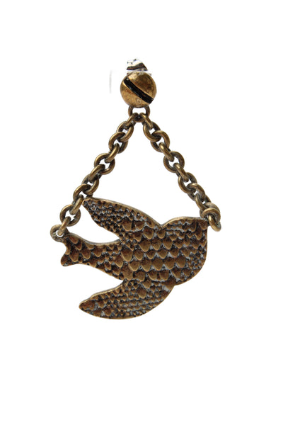 Marc Jacobs Womens Brass Textured Petal to the Metal Bird Dangle Earrings