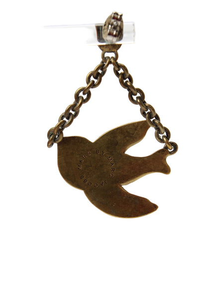 Marc Jacobs Womens Brass Textured Petal to the Metal Bird Dangle Earrings