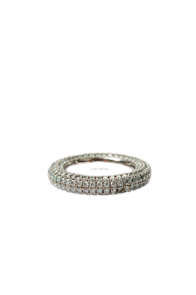 Luv AJ Womens Silver Tone Pave Cubic Zirconia Amalfi Ring Sz 7.5