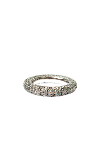 Luv AJ Womens Silver Tone Pave Cubic Zirconia Amalfi Ring Sz 7.5