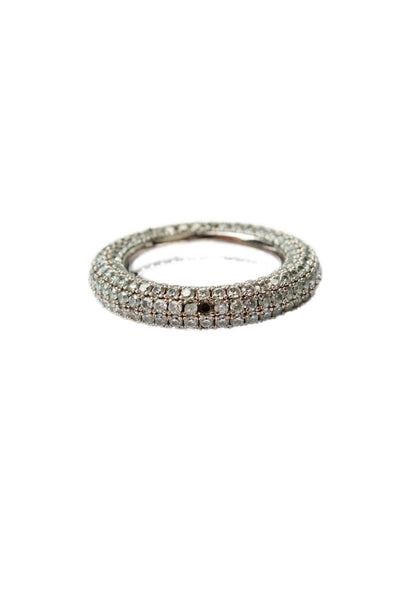 Luv AJ Womens Silver Tone Pave Cubic Zirconia Amalfi Ring Sz 7.5
