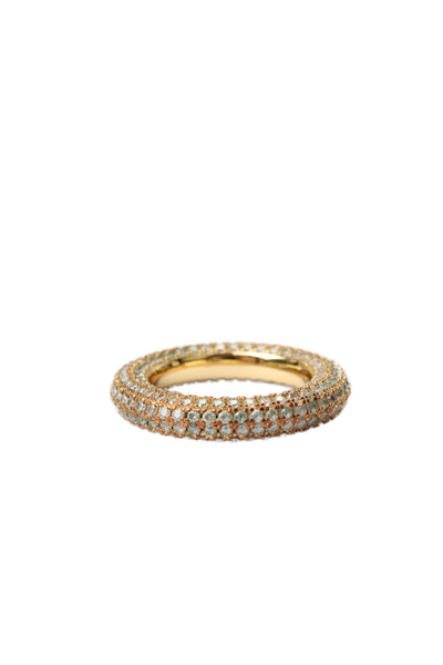 Luv AJ Womens Gold Plated Pave Cubic Zirconia Amalfi Ring Sz 7.5