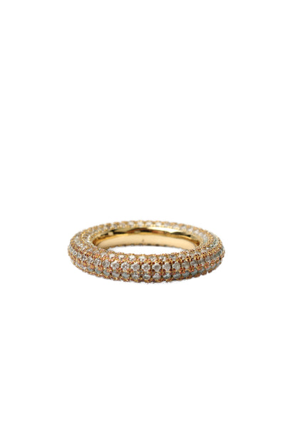 Luv AJ Womens Gold Plated Pave Cubic Zirconia Amalfi Ring Sz 7.5