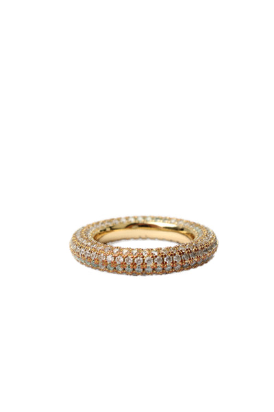 Luv AJ Womens Gold Plated Pave Cubic Zirconia Amalfi Ring Sz 7.5