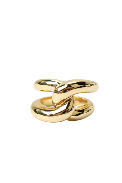 Massimo Dutti Womens Gold Tone Knot Ring Sz 7