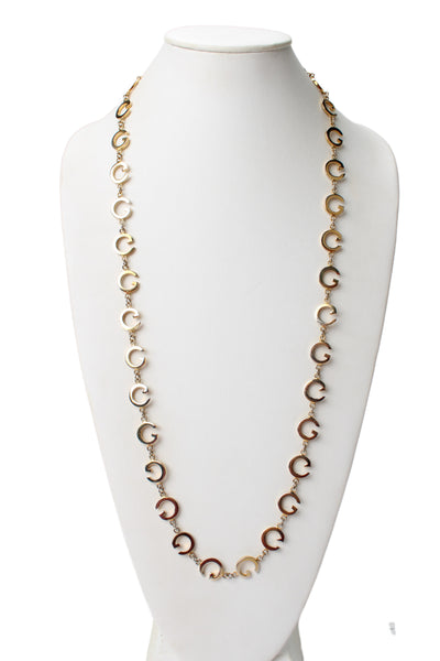 Gucci Womens Vintage Gold Tone G Logo Necklace 36"