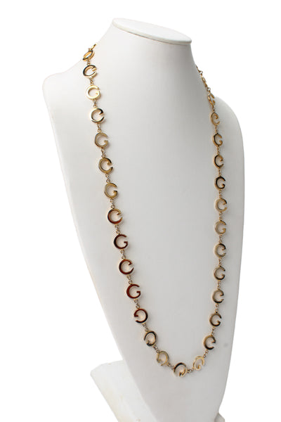 Gucci Womens Vintage Gold Tone G Logo Necklace 36"