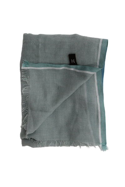 Loro Piana Womens Cashmere Knit Fringe Trim Lightweight Scarf Blue 80"x29"