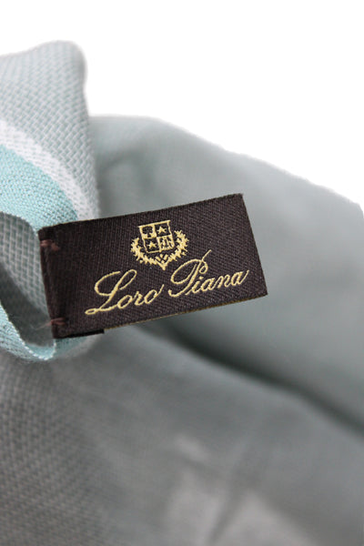 Loro Piana Womens Cashmere Knit Fringe Trim Lightweight Scarf Blue 80"x29"