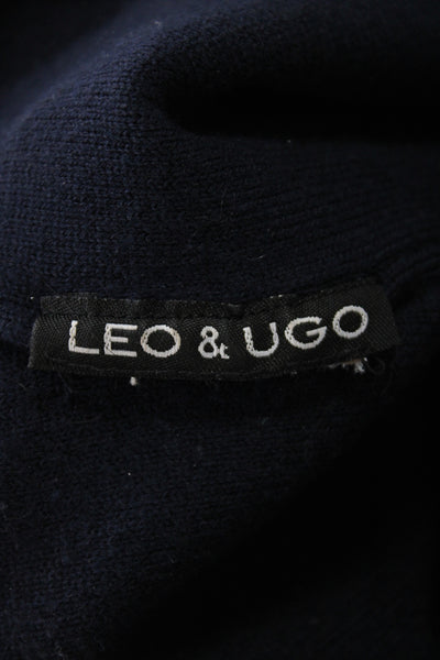 Leo & Ugo Womens Wool Knit Heart Beaded Beanie Hat Navy Blue One Size
