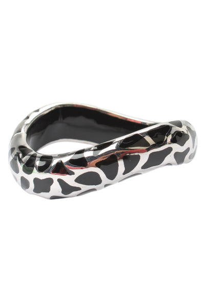 Andrew Hamilton Crawford Womens 925 Silver Black Resin Fill Giraffe Bangle 51.3g