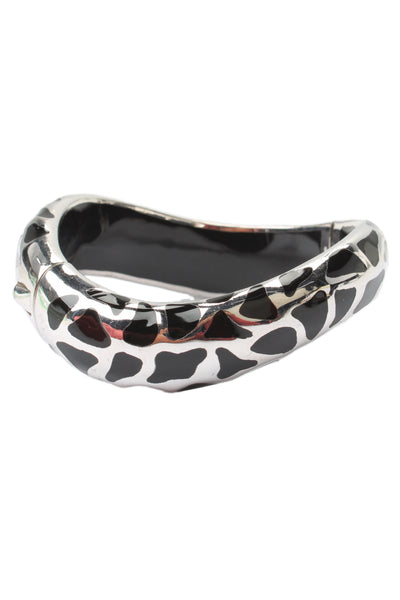 Andrew Hamilton Crawford Womens 925 Silver Black Resin Fill Giraffe Bangle 51.3g