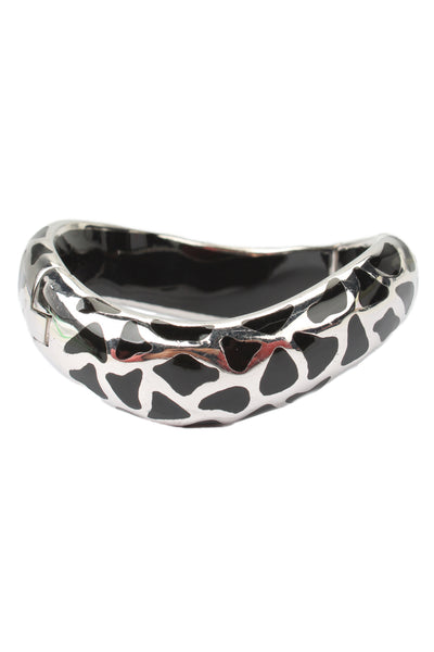 Andrew Hamilton Crawford Womens 925 Silver Black Resin Fill Giraffe Bangle 51.3g