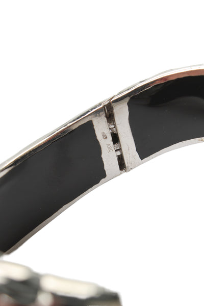 Andrew Hamilton Crawford Womens 925 Silver Black Resin Fill Giraffe Bangle 51.3g