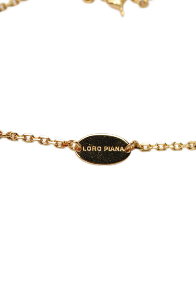 Loro Piana Womens Gold Tone Vicuna Articulated Pendant Necklace 22"