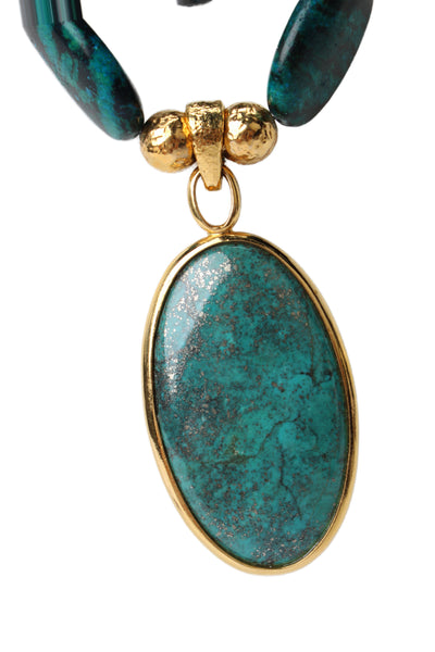 Barrera Womens Gold Tone Turquoise Multi-stone Statement Necklace 23"