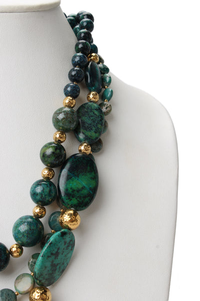Barrera Womens Gold Tone Turquoise Multi-stone Statement Necklace 23"