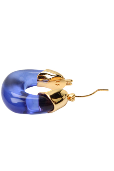 Lizzie Fortunato Womens Gold Tone Electric Blue Resin Organic Hoop Earrings
