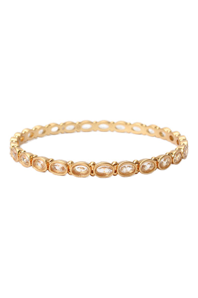 Julie Vos Womens Gold Plated Crystal Mykonos Bangle Bracelet