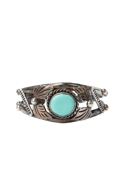 Designer Womens 925 Silver Turquoise Southwestern Style Open Cuff 39.6g