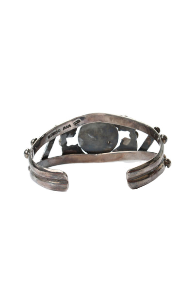 Designer Womens 925 Silver Turquoise Southwestern Style Open Cuff 39.6g