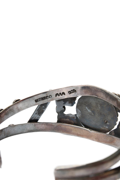 Designer Womens 925 Silver Turquoise Southwestern Style Open Cuff 39.6g
