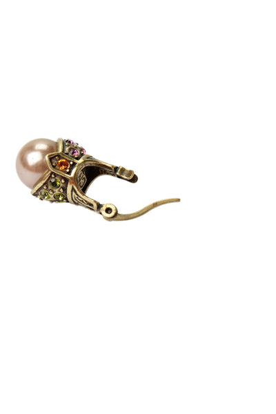 Heidi Daus Womens Gold Tone Imitation Pearl+Crystal Vine & Divine Drop Earrings